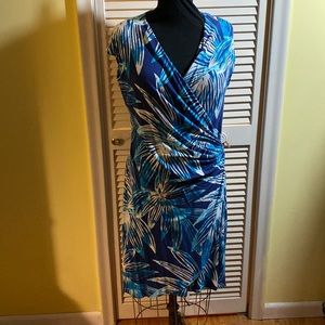 Tommy Bahama XL wrap dress short sleeve blue dress